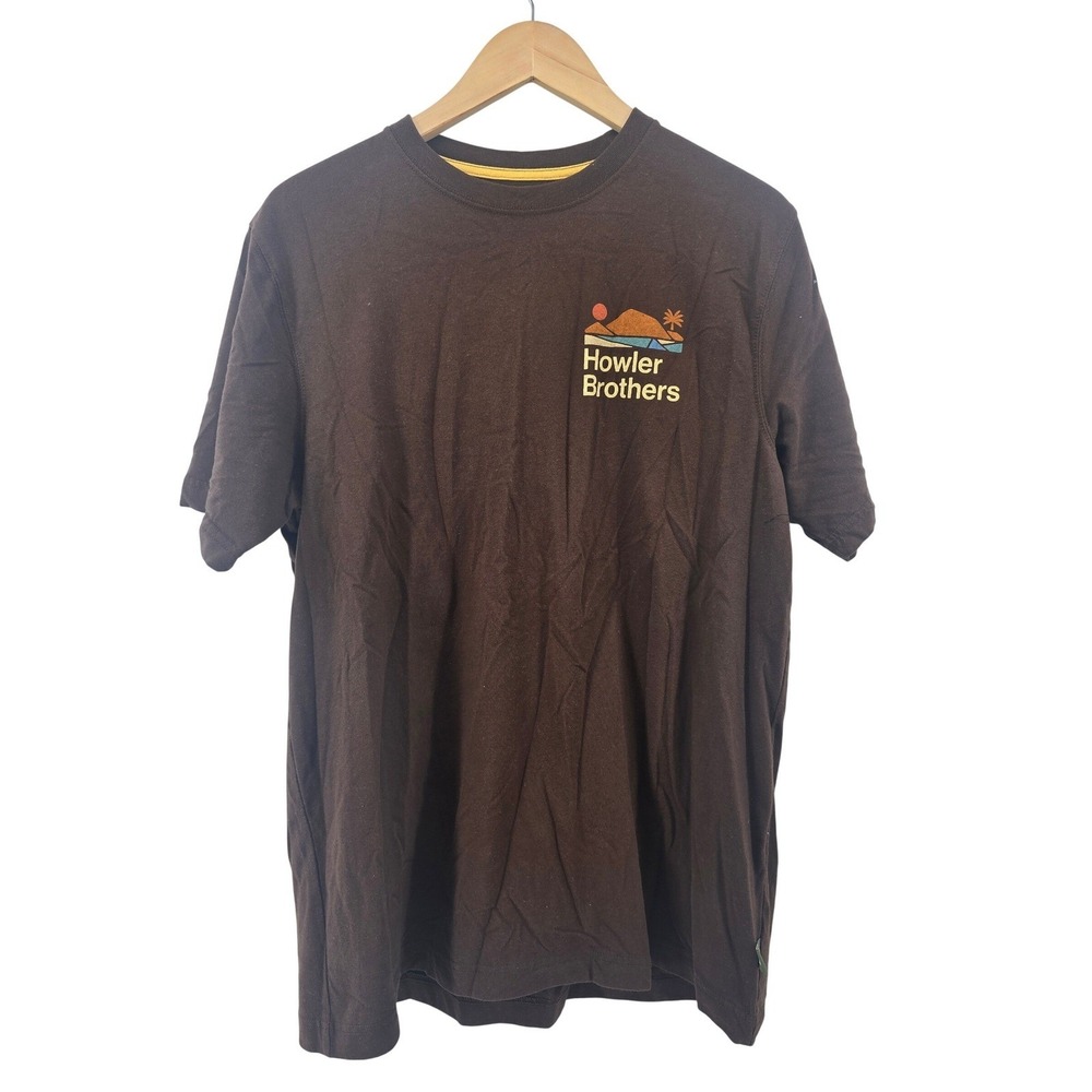 Howler Brothers T-Shirt Mens Large Brown Heed The Call Graphic Tee Short Sleeve
